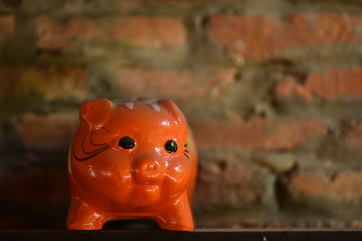 moedas e cofrinho representando economia com tarifas bancárias